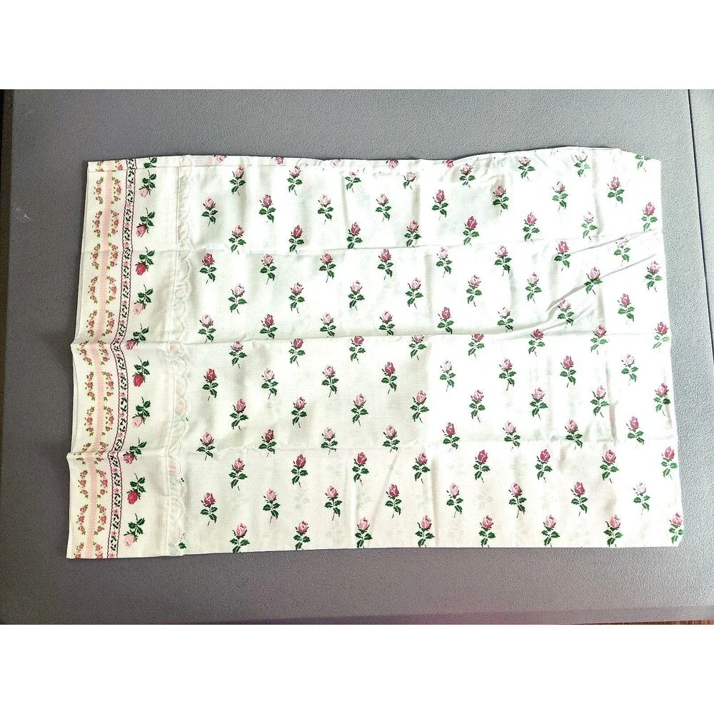 2 VTG Cottagecore Farmhouse SEARS ROEBUCK Standard Pillowcases Rose Buds Cotton